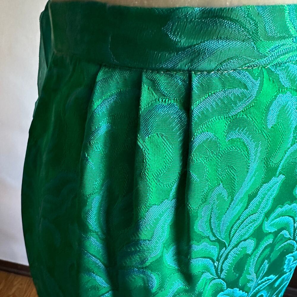 50s Vintage CAROL CRAIG | Matching Green and Blue Brocade Skirt Suit | Sz Small - Picture 7 of 9